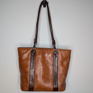 La Diva Brown Two Tone Organizer Shoulder Bag
